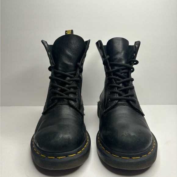 Dr. Martens Boots Women's Size 6 Pascal Round Toe Ankle Combat Black Leather NEW - Picture 3 of 8